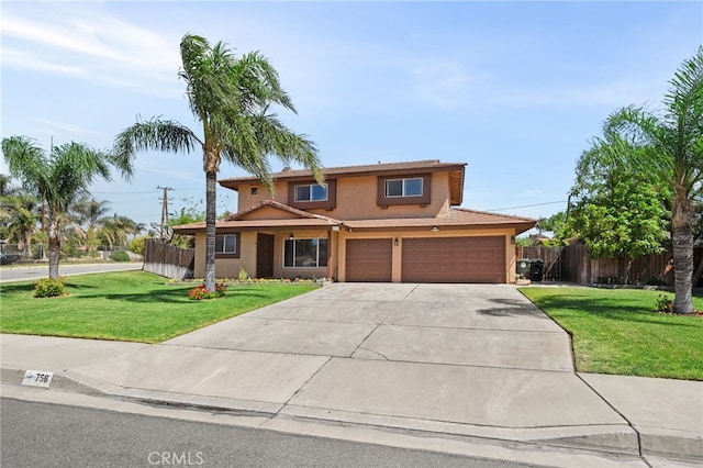 756 W Fontlee Ln, Rialto, CA 92376 - traditional-style home with stucco siding, a garage, and driveway