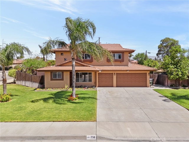 756 W Fontlee Ln, Rialto, CA 92376 - traditional-style home featuring driveway, stucco siding, an attached garage, and a tiled roof