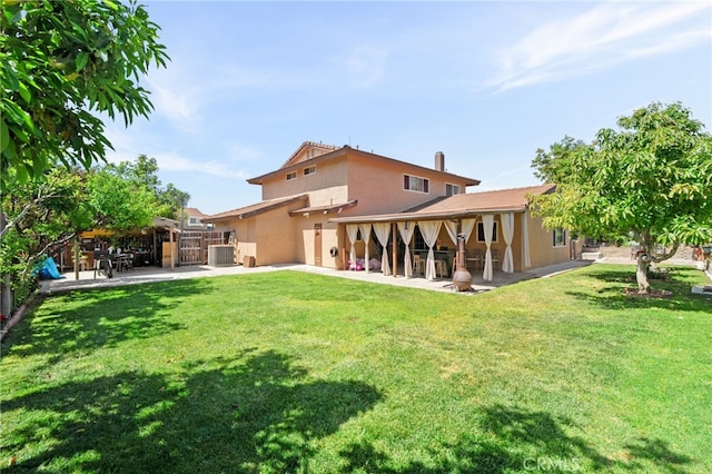 756 W Fontlee Ln, Rialto, CA 92376 - back of property featuring a patio area, stucco siding, central AC unit, and a gazebo