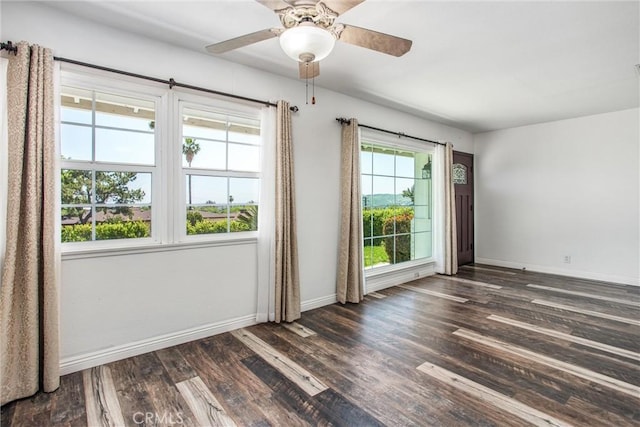 240 E 52nd St, San Bernardino, CA 92404 - empty room featuring wood finished floors, baseboards, and a ceiling fan
