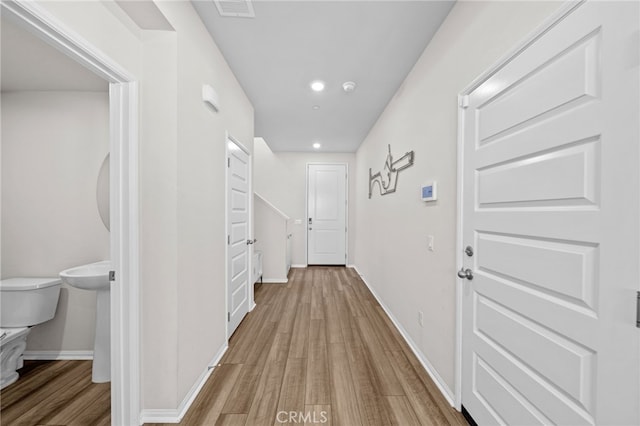 40620 Melrose Dr, Temecula, CA 92591 - hall featuring light wood-type flooring, recessed lighting, and baseboards