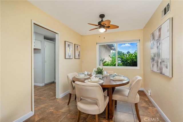 8535 La Vine St, Rancho Cucamonga, CA 91701 - dining space featuring ceiling fan and baseboards