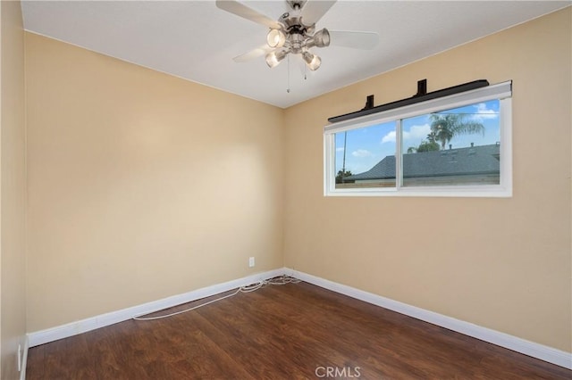 8535 La Vine St, Rancho Cucamonga, CA 91701 - spare room featuring baseboards, dark wood-style flooring, and a ceiling fan