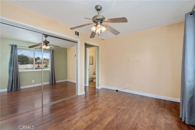 8535 La Vine St, Rancho Cucamonga, CA 91701 - spare room featuring a ceiling fan, dark wood-type flooring, and baseboards