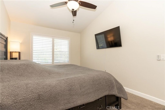 28956 Canyon Lake Dr Unit 43, Lake Forest, CA 92679 - bedroom with carpet, vaulted ceiling, and a ceiling fan