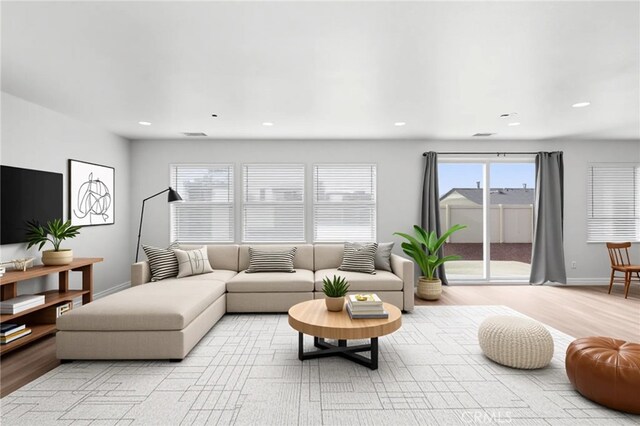 30183 Redding Ave, Murrieta, CA 92563 - living area featuring recessed lighting, light wood-style floors, and baseboards