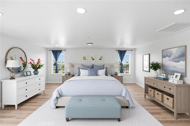 30183 Redding Ave, Murrieta, CA 92563 - bedroom with light wood-type flooring, recessed lighting, and baseboards