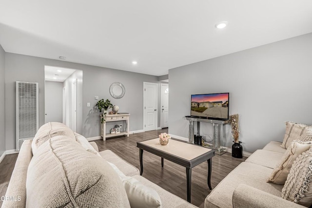 124 N Driskill St, Oxnard, CA 93030 - living room with a heating unit, recessed lighting, baseboards, and dark wood-type flooring