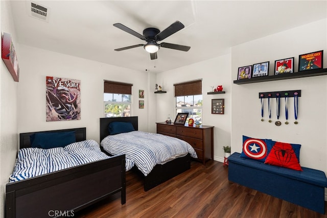 2226 Flash Ct, Perris, CA 92571 - bedroom with wood finished floors, a ceiling fan, and baseboards