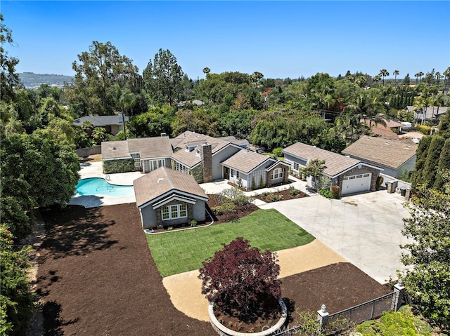 5571 Mountain View Ave, Yorba Linda, CA 92886 - aerial view of property and surrounding area with a pool area