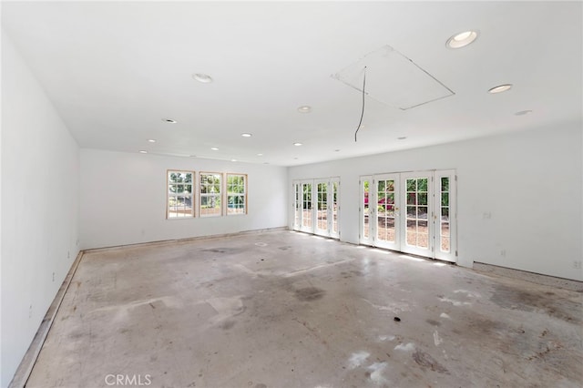 5571 Mountain View Ave, Yorba Linda, CA 92886 - unfurnished room featuring french doors, recessed lighting, unfinished concrete flooring, and baseboards