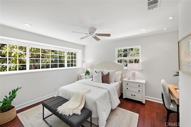 5571 Mountain View Ave, Yorba Linda, CA 92886 - bedroom featuring wood finished floors, baseboards, recessed lighting, and ceiling fan