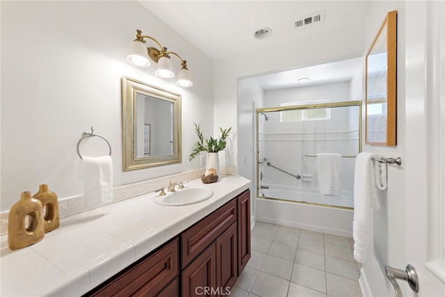 5571 Mountain View Ave, Yorba Linda, CA 92886 - bathroom with vanity, shower / bath combination with glass door, and tile patterned flooring