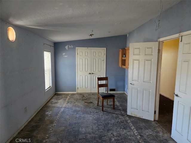 36255 Grapevine Canyon Rd, Ranchita, CA 92066 - living area with lofted ceiling, a textured ceiling, and baseboards