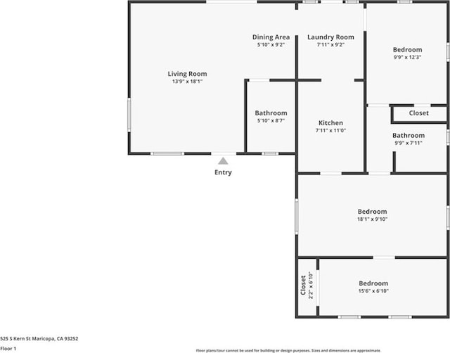 525 S Kern St, Maricopa, CA 93252 - room layout
