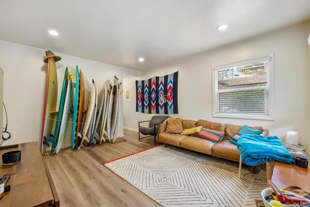 102733 3rd St, Encinitas, CA 92024 - living area featuring wood finished floors, recessed lighting, and baseboards