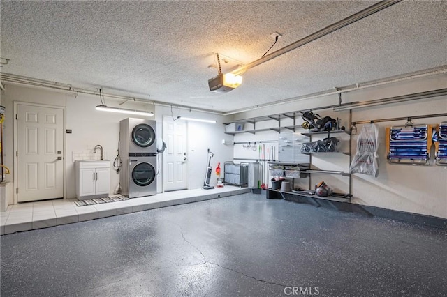 2410 Voorhees Ave Unit 3, Redondo Beach, CA 90278 - garage with stacked washing machine and dryer and a garage door opener