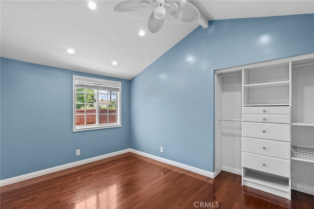 15711 Hiawatha St, Granada Hills, CA 91344 - unfurnished bedroom with wood finished floors, baseboards, recessed lighting, and a closet