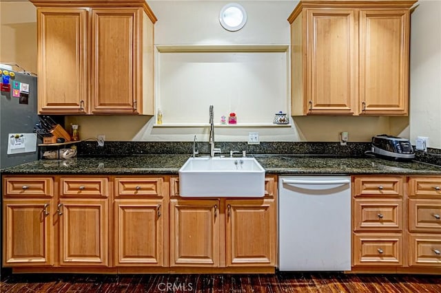 1151 Arapahoe St, Los Angeles, CA 90006 - kitchen featuring dishwasher, a sink, and dark wood-type flooring