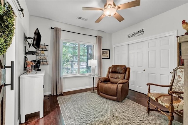 17276 Iona Ave, Lemoore, CA 93245 - sitting room with ceiling fan, wood finished floors, and baseboards