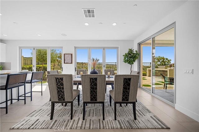 1844 Aliso Canyon Dr, Lake Forest, CA 92610 - dining area with recessed lighting, light tile patterned flooring, and baseboards