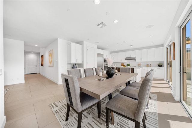 1844 Aliso Canyon Dr, Lake Forest, CA 92610 - dining space with light tile patterned floors, recessed lighting, and healthy amount of natural light
