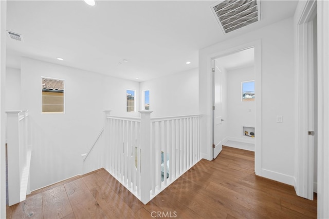 1844 Aliso Canyon Dr, Lake Forest, CA 92610 - hallway with an upstairs landing, hardwood / wood-style flooring, healthy amount of natural light, and recessed lighting
