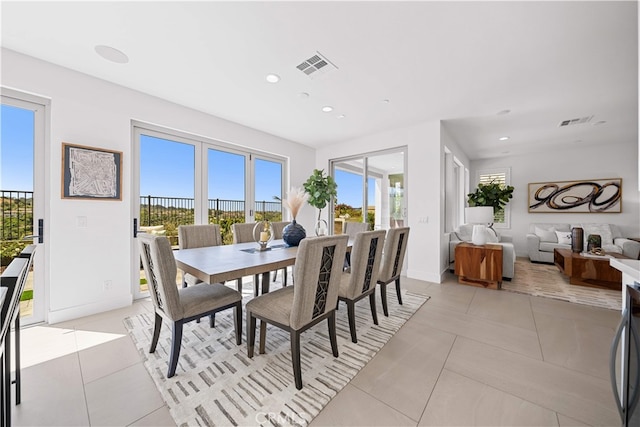 1844 Aliso Canyon Dr, Lake Forest, CA 92610 - dining area with light tile patterned floors, recessed lighting, and baseboards