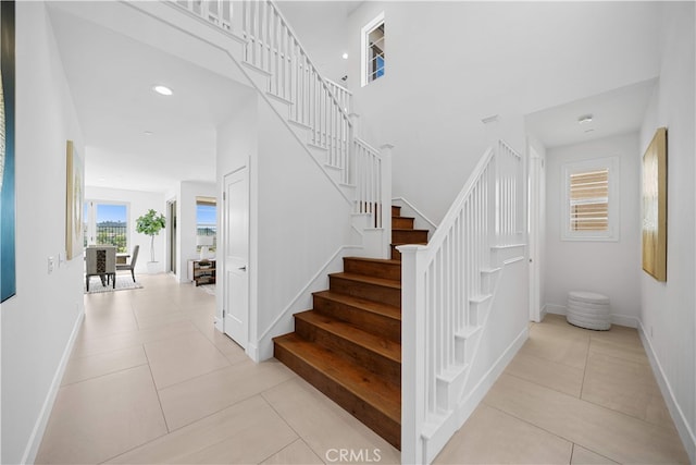 1844 Aliso Canyon Dr, Lake Forest, CA 92610 - stairs with tile patterned flooring and baseboards