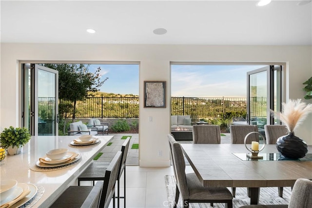1844 Aliso Canyon Dr, Lake Forest, CA 92610 - dining space with recessed lighting and light tile patterned floors