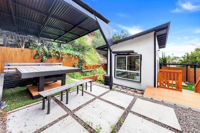 4848 54th St, San Diego, CA 92115 - view of patio with a deck, outdoor dining area, and cooling unit