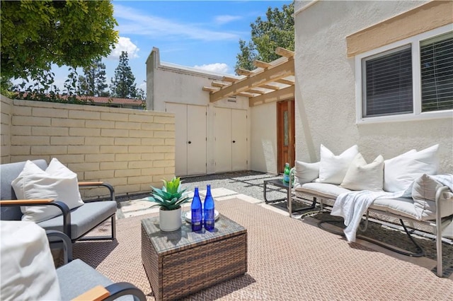 2383 Via Mariposa W Unit C, Laguna Woods, CA 92637 - view of patio / terrace featuring outdoor lounge area and a pergola