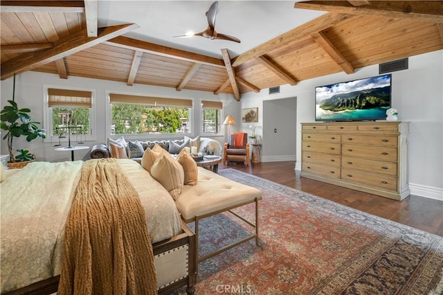 5558 Hoback Glen Rd, Hidden Hills, CA 91302 - bedroom featuring wooden ceiling, baseboards, multiple windows, and wood finished floors