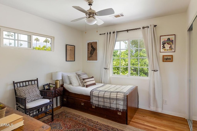 394 S Bonnie Ave, Pasadena, CA 91106 - bedroom with light wood finished floors and ceiling fan