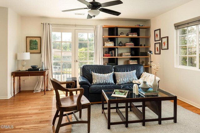 394 S Bonnie Ave, Pasadena, CA 91106 - living room with ceiling fan and light wood finished floors