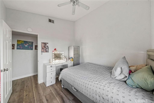 27175 Via Debra, Menifee, CA 92586 - bedroom featuring wood finished floors, baseboards, and a ceiling fan