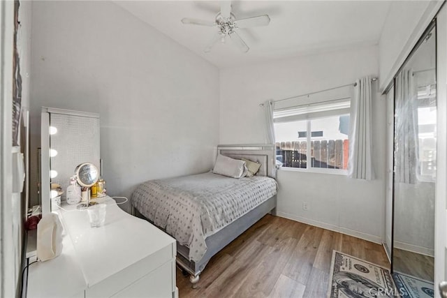 27175 Via Debra, Menifee, CA 92586 - bedroom featuring wood finished floors, ceiling fan, and baseboards