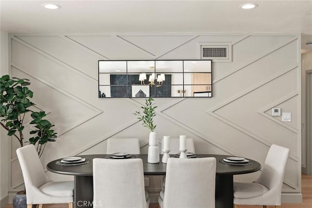 17174 Santa Madrina St, Fountain Valley, CA 92708 - dining space featuring a chandelier and recessed lighting