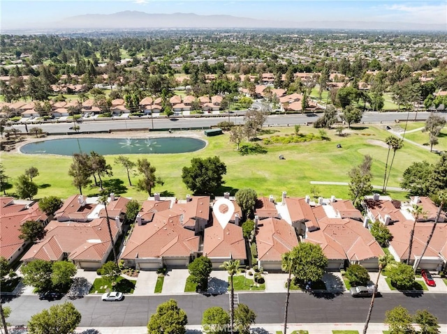 1444 Upland Hills Dr N, Upland, CA 91784 - aerial perspective of suburban area featuring a golf club and a water and mountain view