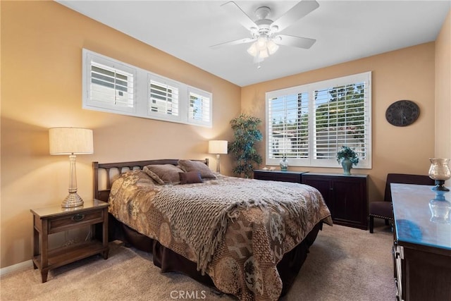 1444 Upland Hills Dr N, Upland, CA 91784 - bedroom with light carpet, ceiling fan, and baseboards