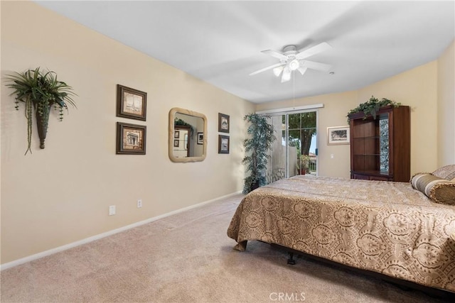 1444 Upland Hills Dr N, Upland, CA 91784 - carpeted bedroom featuring access to exterior, baseboards, and a ceiling fan