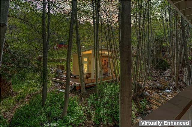 29613 Hook Creek Rd, Cedar Glen, CA 92321 - rear view of property featuring a deck and a view of trees