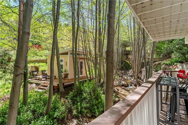 29613 Hook Creek Rd, Cedar Glen, CA 92321 - view of wooden balcony with a deck