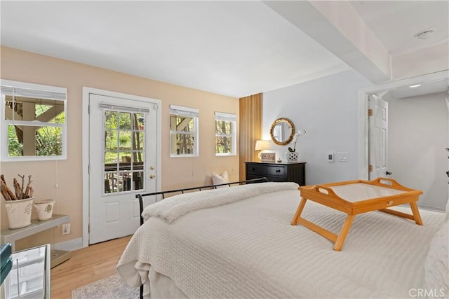 29613 Hook Creek Rd, Cedar Glen, CA 92321 - bedroom featuring light wood-type flooring, access to outside, and baseboards