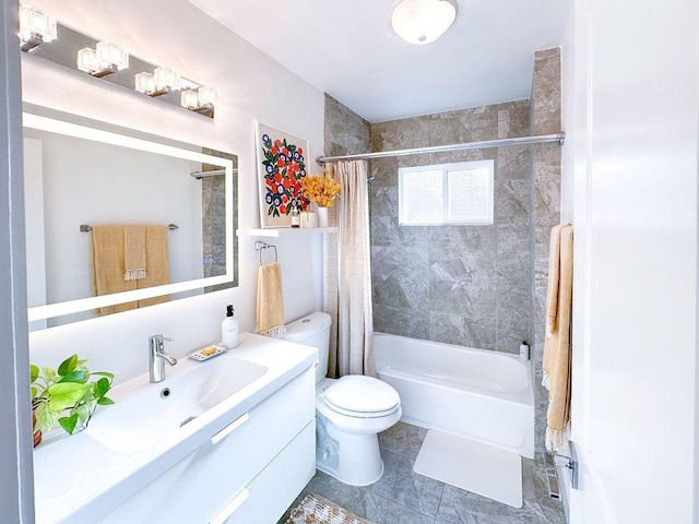 1927 W 84th Pl, Los Angeles, CA 90047 - bathroom featuring shower / bathtub combination with curtain, toilet, and vanity