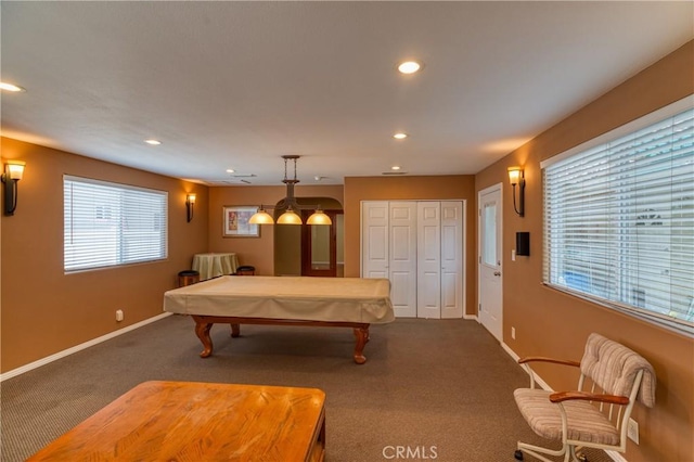 10049 Langdon, Mission Hills San Fernando, CA 91345 - rec room featuring billiards, dark colored carpet, and recessed lighting