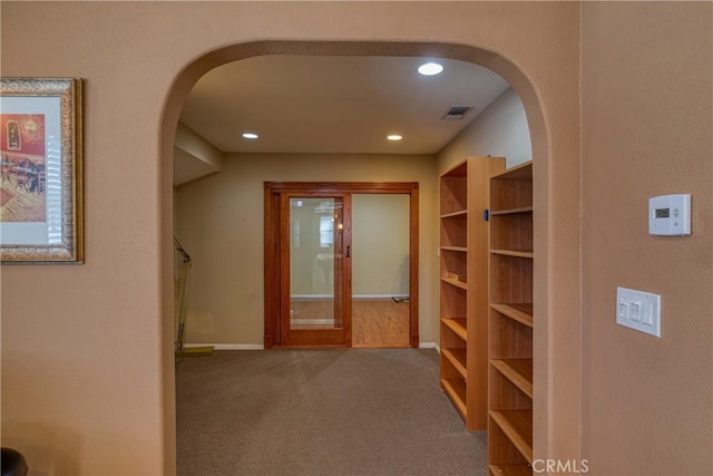 10049 Langdon, Mission Hills San Fernando, CA 91345 - hall featuring arched walkways, carpet floors, and recessed lighting