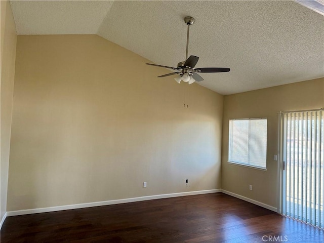 15620 Smoke Tree St, Hesperia, CA 92345 - unfurnished room featuring vaulted ceiling, a ceiling fan, wood finished floors, and a textured ceiling