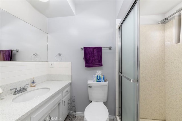 261 E Fig Ave, Monrovia, CA 91016 - bathroom with an enclosed shower, vanity, and toilet