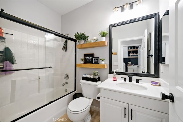 27286 Wedgewood Way, Murrieta, CA 92562 - bathroom with vanity, bath / shower combo with glass door, toilet, and tile patterned floors